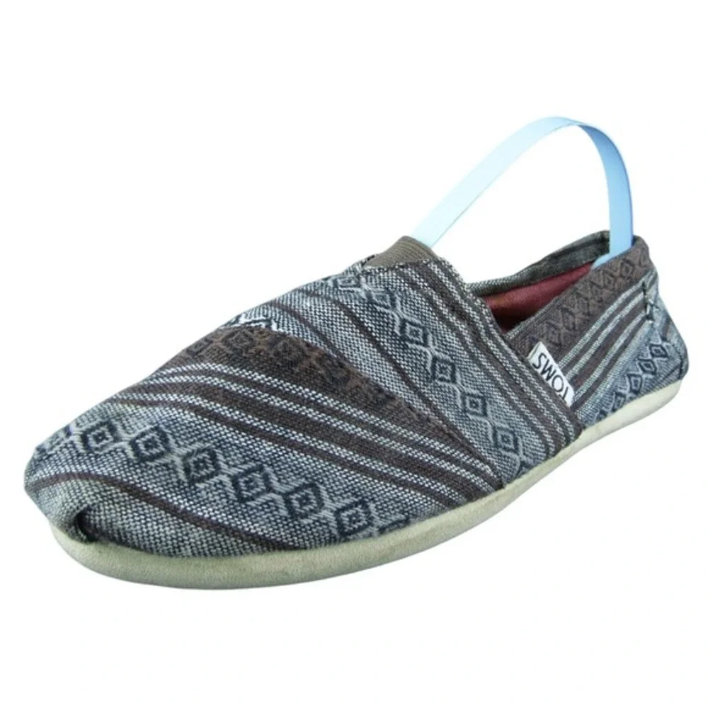 TOMS Alpargata‎ Women Gender Flat Shoes Size 6 Casual Brown Fabric Geometric